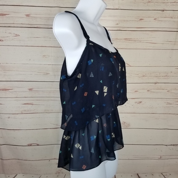 Kirra Women's L Semi Sheer Tiered Backless Top - Picture 2 of 6